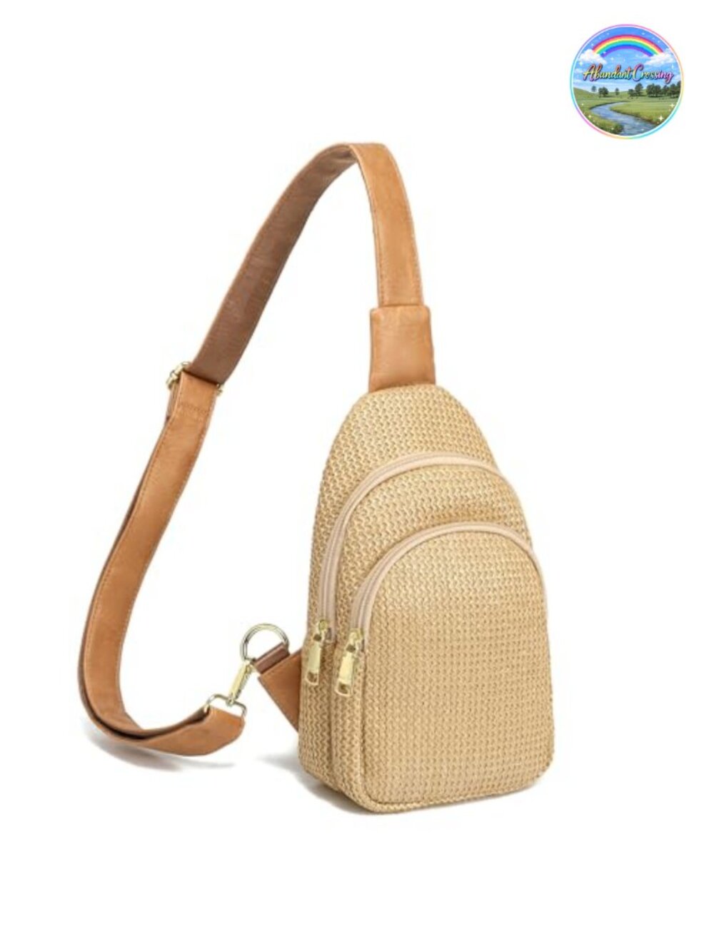 NWT Faux Straw Woven Crossbody Sling Bag Small Lightweight Travel Purse